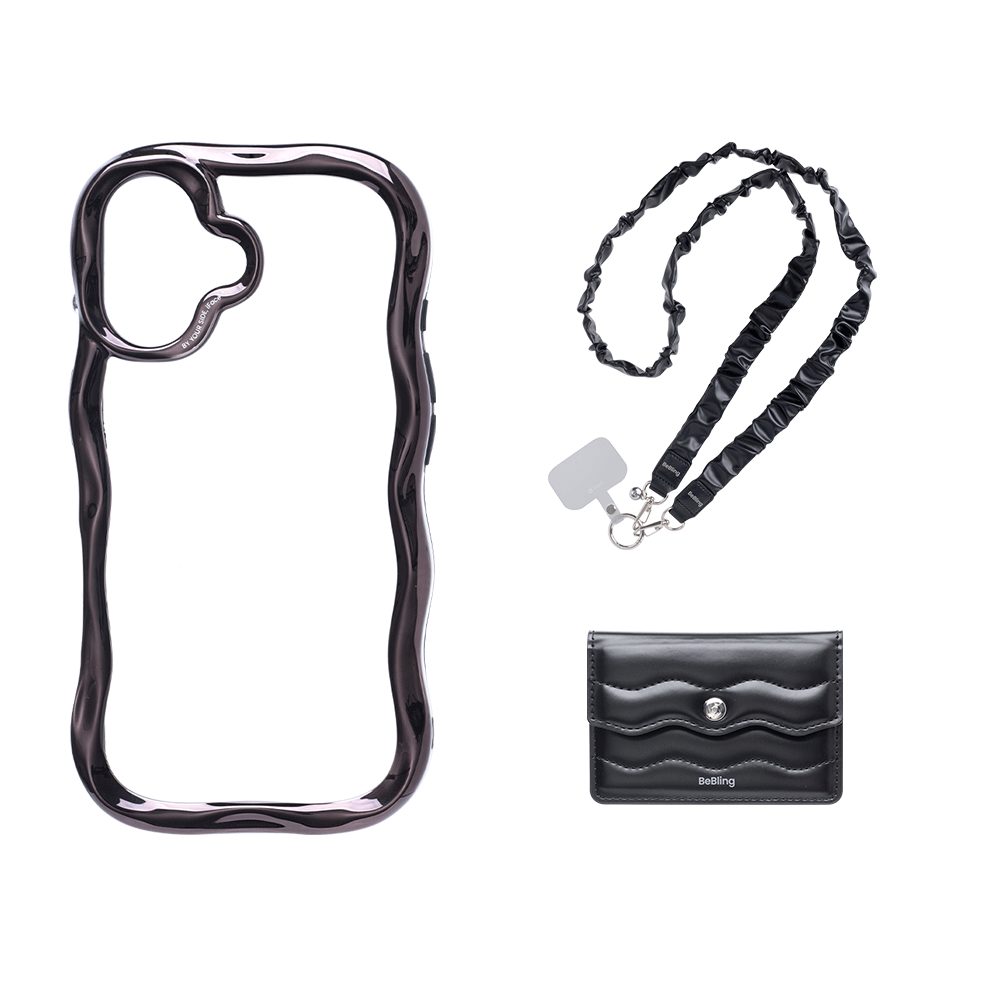 【終売】iFace BeBlingセット (スマホケース/ショルダーストラップ/カードウォレット)