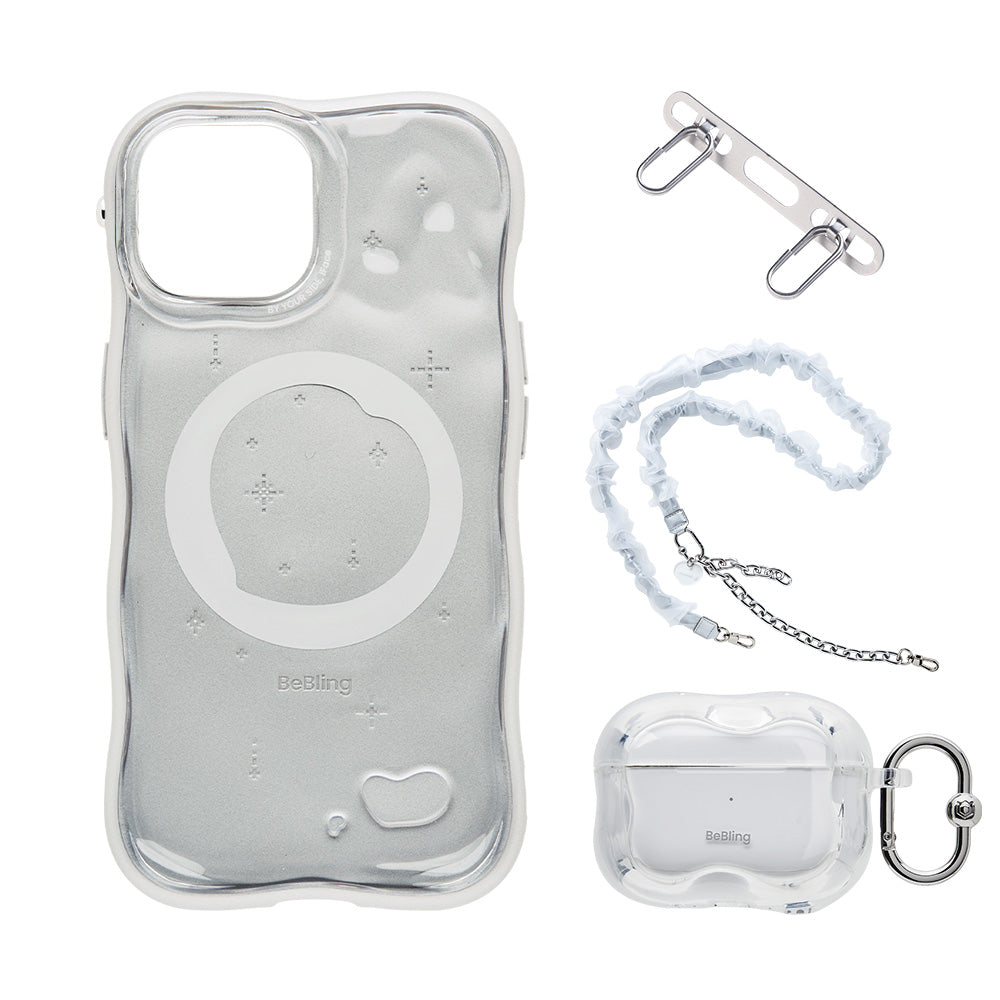 iFace BeBling 2 MagSynqケース セット/AirPods ケース/ショルダーストラップ/ストラップホルダーダブルリング