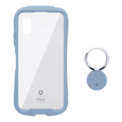【セット】[AQUOS wish3専用]iFace Reflection強化ガラスクリアケース(ブラック)/リングストラップ(ブラック)