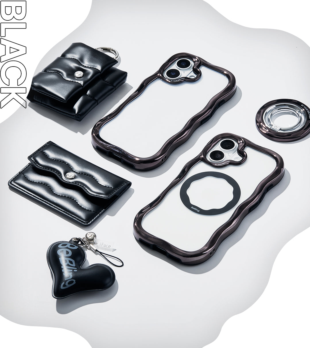 新品【iface BeBling1】iPhone16リングセット　シルバー iFace BeBling Wave MagSynq クリアケース