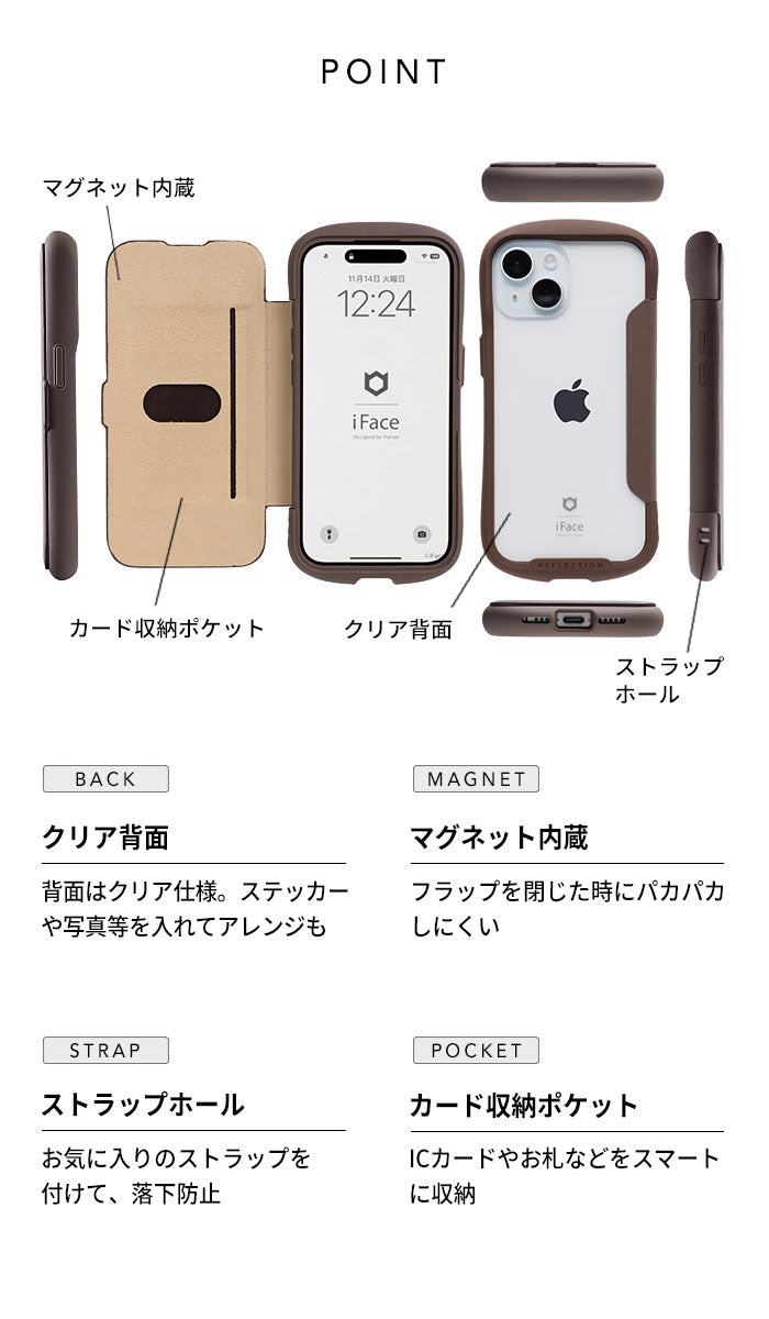 iFace Reflection ダイアリー ポリカーボネート クリア スマホケース