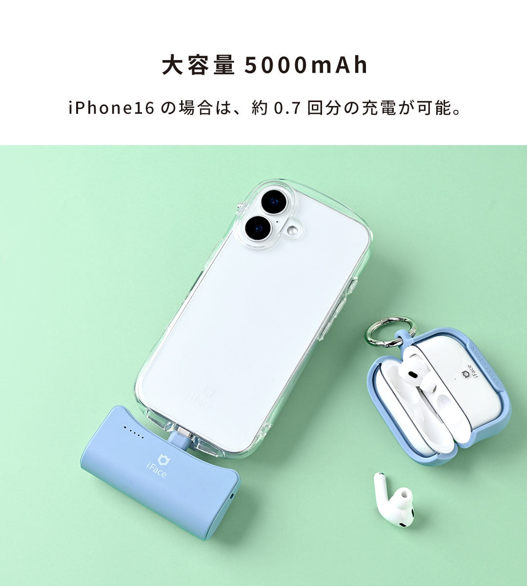USB Type-C端子専用 iFace ダイレクトモバイルバッテリー 5000mAh